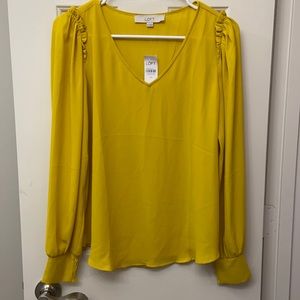 LOFT yellow business casual blouse